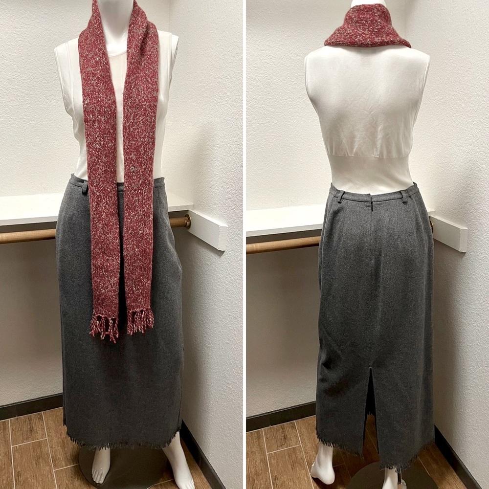 Eddie Bauer ❄️ Winter Warm Wool Blend Fringe Skirt & Scarf Bundle Sz 8/M